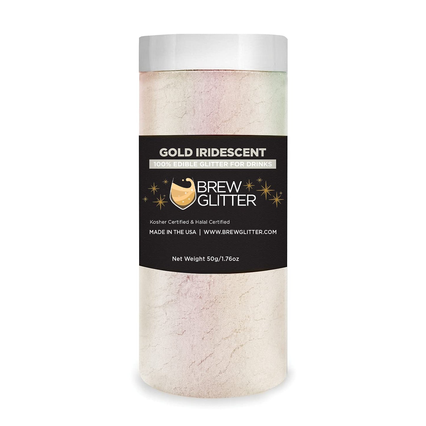 Gold Iridescent BREW GLITTER Edible Glitter For Drinks, Cocktails, Beer, Garnish Glitter & Beverages | 100% Edible & Food Grade | Vegan, Gluten, Nut Free (50g, Gold Iridescent)