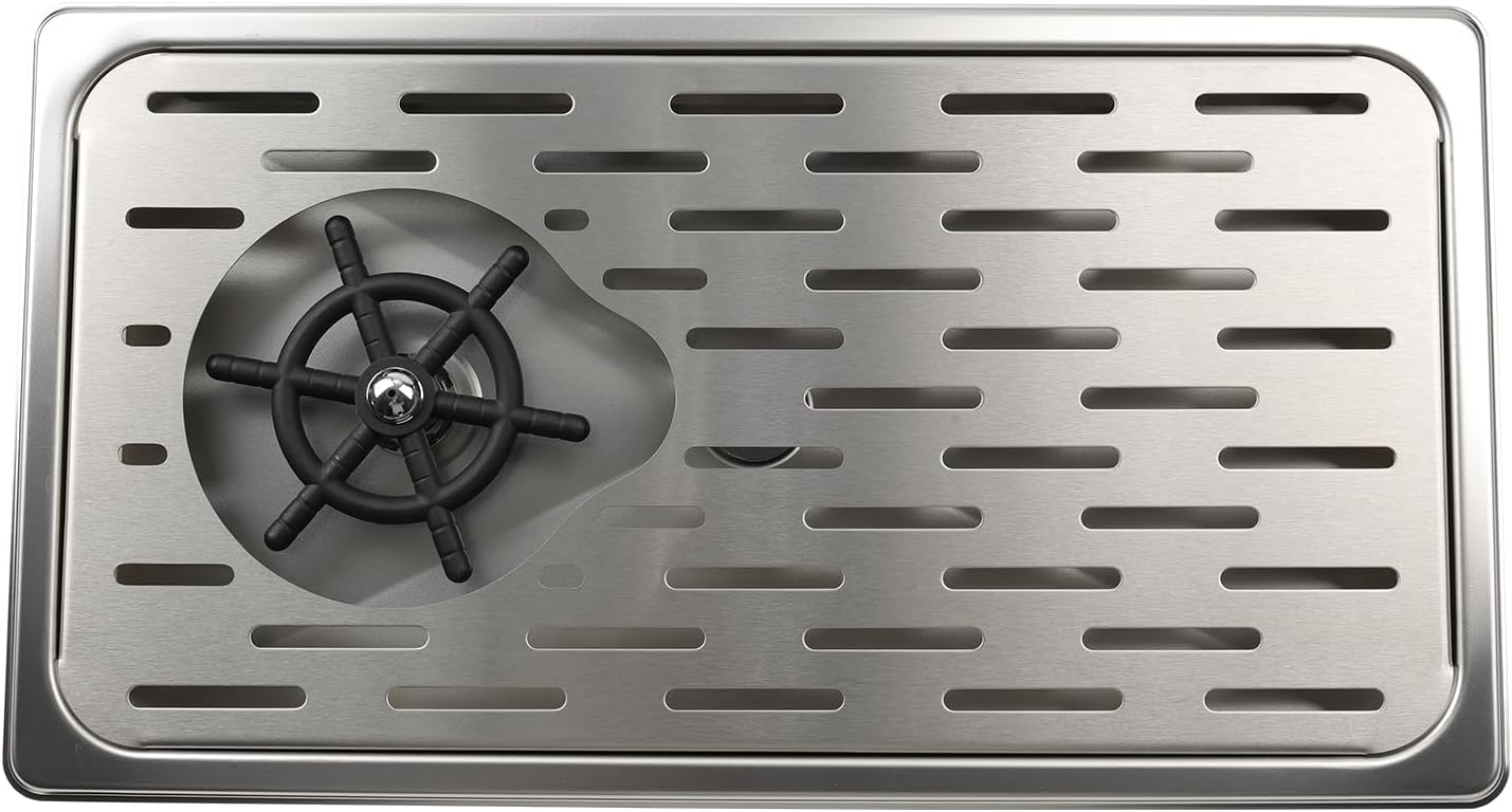 Pitcher Washer, Espresso Washer and Spray, Pitcher Rinser ，Drainage and Drip Tray, 304 Stainless Steel Bar Glass Washer Sink, Suitable for Home Kitchen, Hotel, Coffee Shop, Restaurant (Silver)