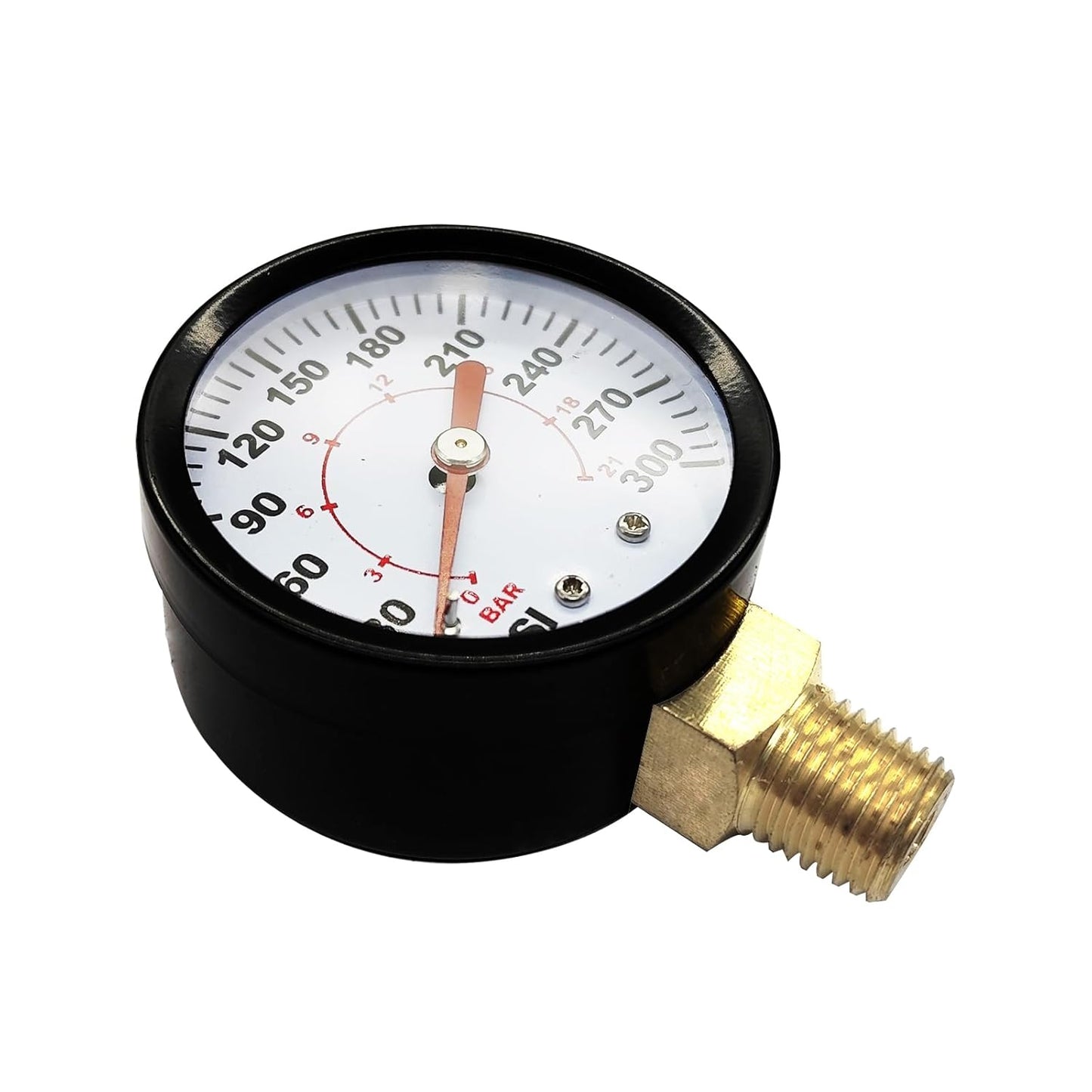 1/4" NPT 300Psi Steel Economical All Purpose Pressure Gauge with Brass Internals 2" Dial Display Bottom Mount