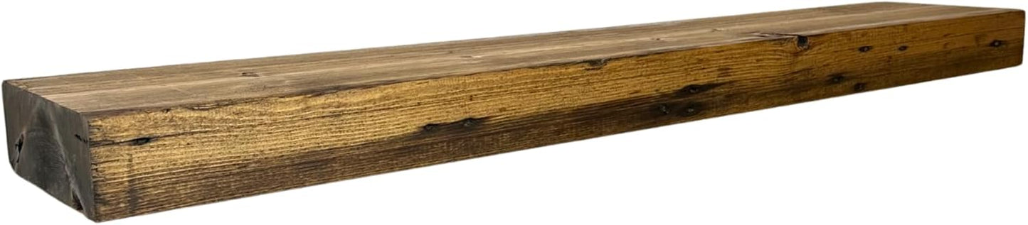 Modern Timber Craft Reclaimed Wood Wall Shelf | Solid Rustic American Barnwood with Steel Floating Shelf Brackets | 2.75" Thickness | 18" L x 5" D, Early American, Planed and Sanded