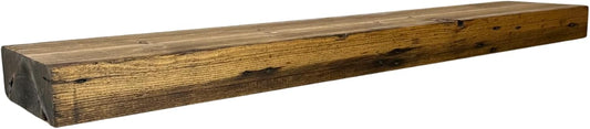 Modern Timber Craft Reclaimed Wood Wall Shelf | Solid Rustic American Barnwood with Steel Floating Shelf Brackets | 2.75" Thickness | 18" L x 8" D, Early American, Planed and Sanded
