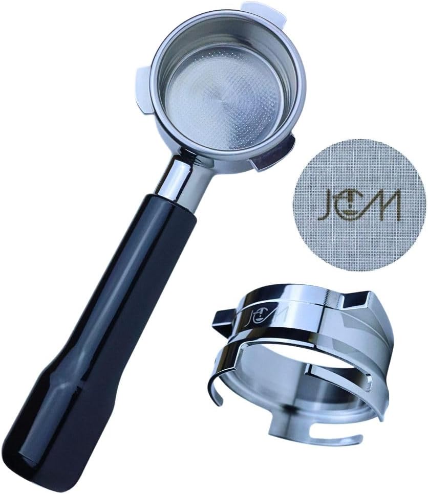 54mm Bottomless Portafilter 3 Ears ABS Handle – Fits Breville Barista Express, Bambino, Impress, Duo Temp Pro and Infuser – Includes 18g Filter Basket Hands-Free Dosing Funnel & 1.7mm Puck Screen