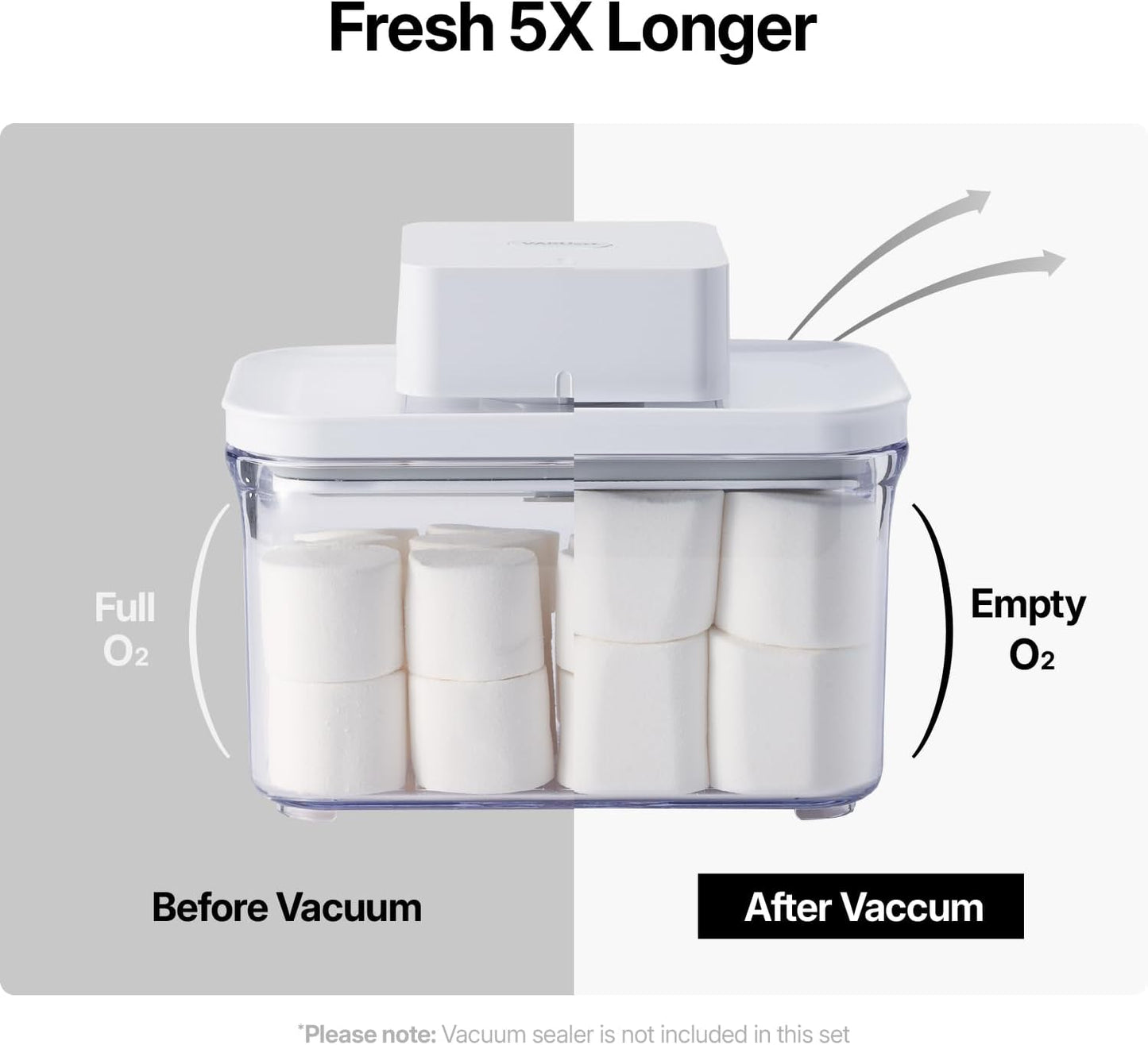 VAKUEN Premium Airtight Food Storage Containers, Square 2PC/Set(1.48qt/1.5Lx2pcs), Smart One-Click Seal Lid, No Hinges, 100% Leak Proof, BPA-FREE, Dishwasher, Freezer & Microwave Safe