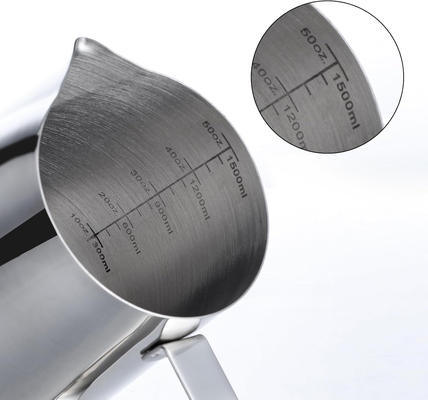 Milk Frothing Pitcher 50oz/1500ML- Espresso Steaming Pitcher Stainless Steel Milk Frothing Pitcher Cappuccino Latte Art Coffee Machine Accessories Milk Jug Milk Frother Cup