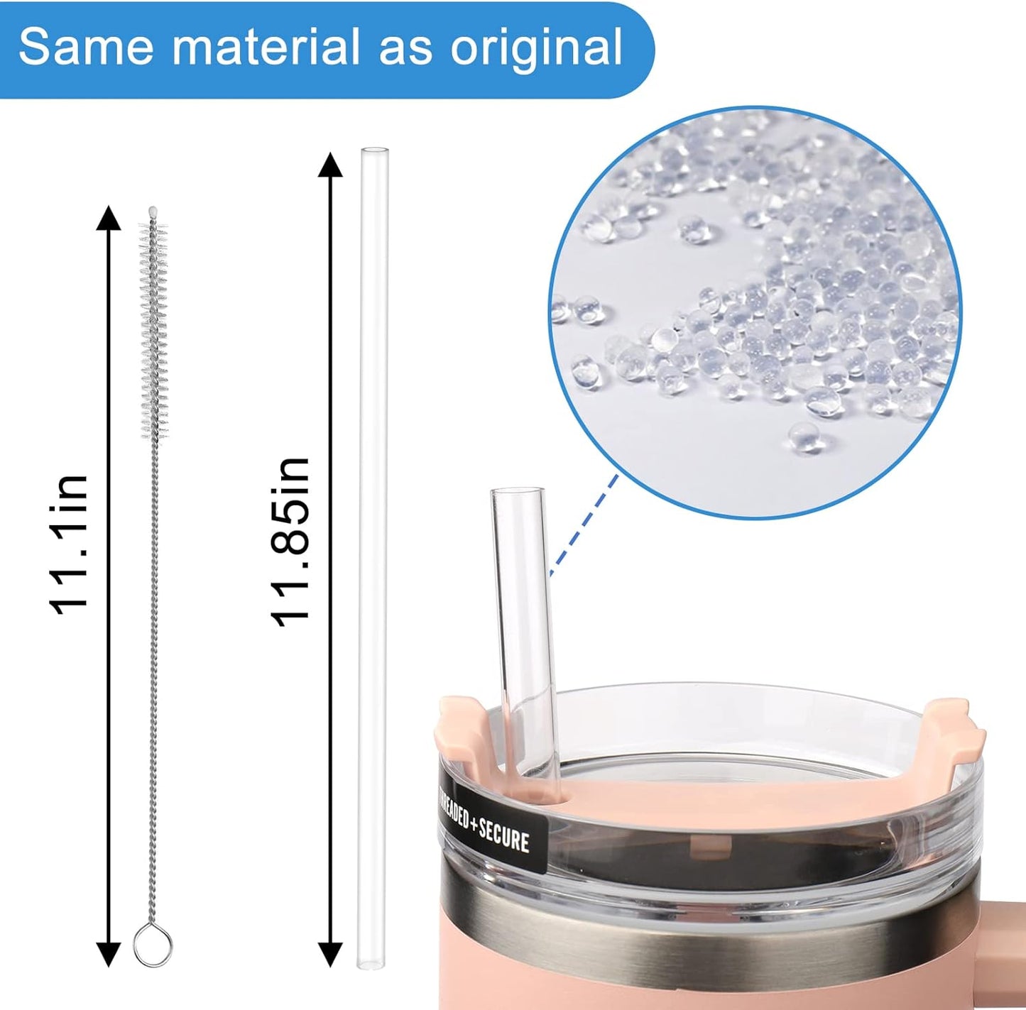 AIERSA 6 Pack Replacement Straws Compatible Stanley 40/30oz Tumbler,Reusable Plastic Clear Straw,12Inch Tall Long Drinking Straws with Cleaning Brush for Stanley Cup Accessories