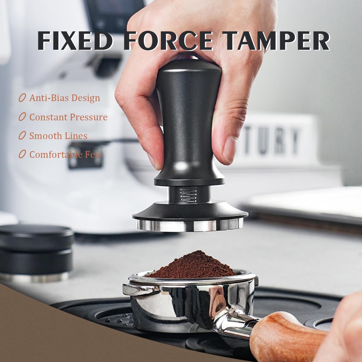 53mm Calibrated Spring-Loaded Espresso Tamper – Premium 30lb Palm Tamper with Flat Stainless Steel Base – Barista-Grade Portafilter Tool for 53mm Espresso Machines