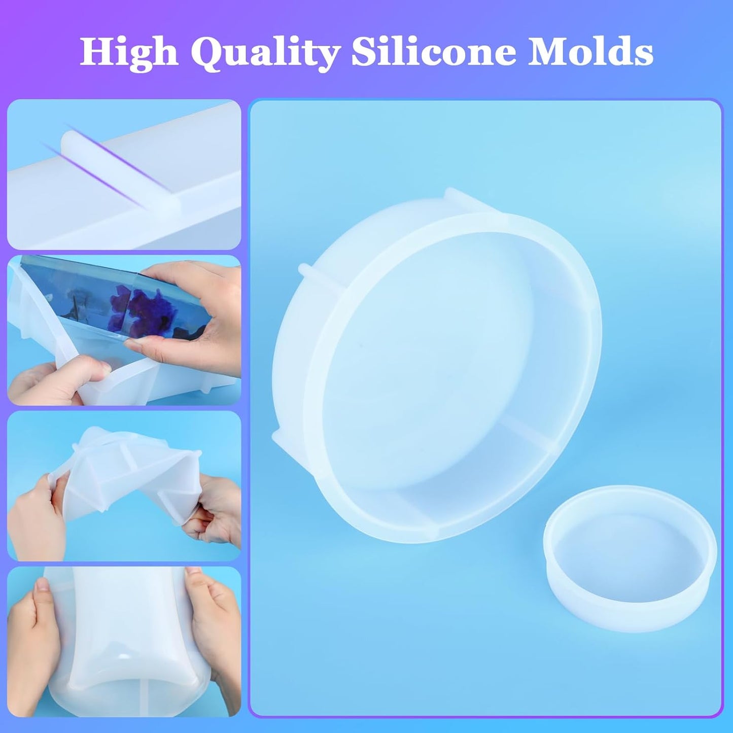 KISREL Large Round Resin Molds, Epoxy Resin Deep Round Casting Mold,Large Silicone Molds for Flower Preservation, Deep Pour Mold for Furniture Decoration, DIY Wedding Bouquets, Valentine's Day Gifts