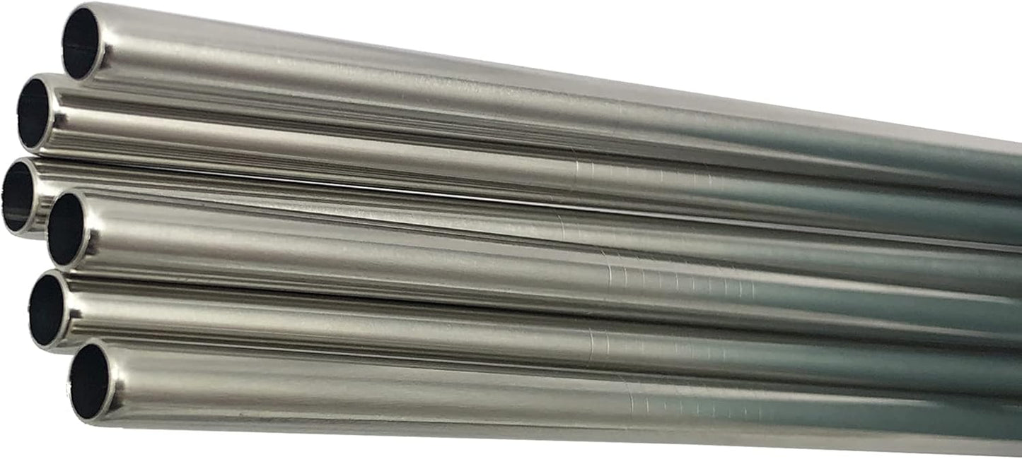 10 Pcs Stainless Steel Straws, Reusable Drinking Straws, Straight Metal Straw Sets with 2 Pcs Cleaning Brushes (10.5 Inch, Silver)