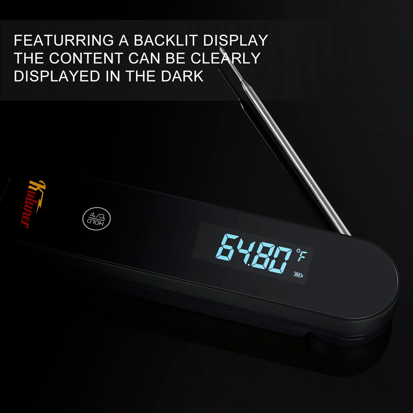 The Latest Thermocouple Instant Reading Meat Thermometer Digital,Faster Less Than 0.6 Second Response,IP67 Waterproof Thermometer Suitable for Grilling, Cooking,BBQ Gifts for Men (Black)