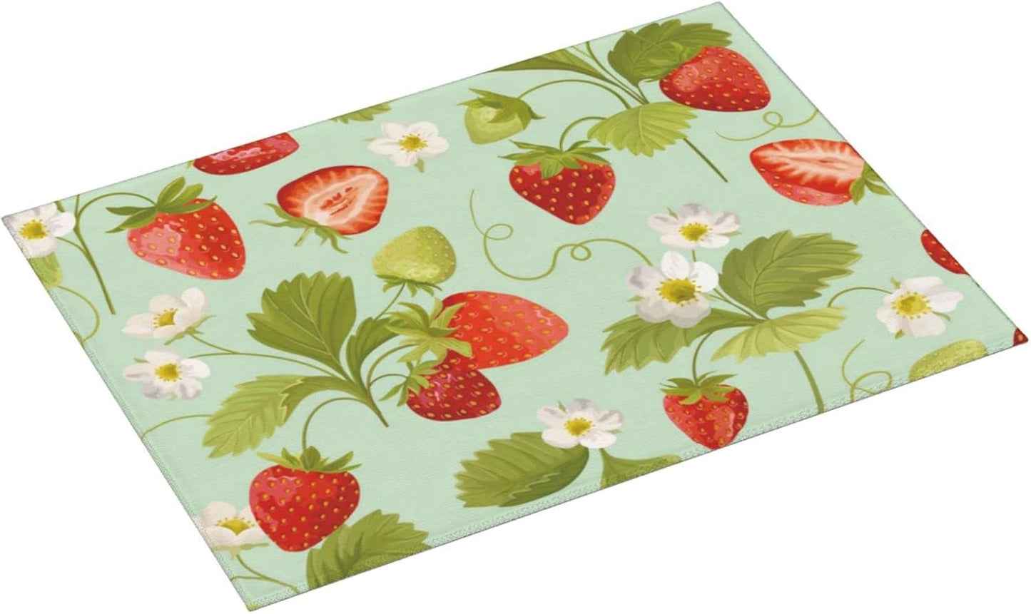 Large Dish Drying Mats For Kitchen Counter Microfiber Kitchen Drying Mat XL Draining Pad Absorbent Quick Drying Dish Mat 18x24 Inch - Strawberry