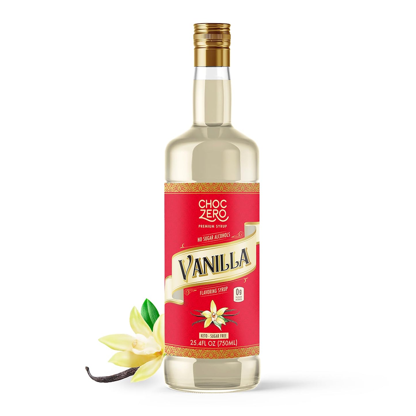 ChocZero Sugar Free Vanilla Syrup for Coffee - Keto Flavoring Syrups - Low Calorie Simple Syrup for Flavored Drinks – 25.4 Fluid Ounces