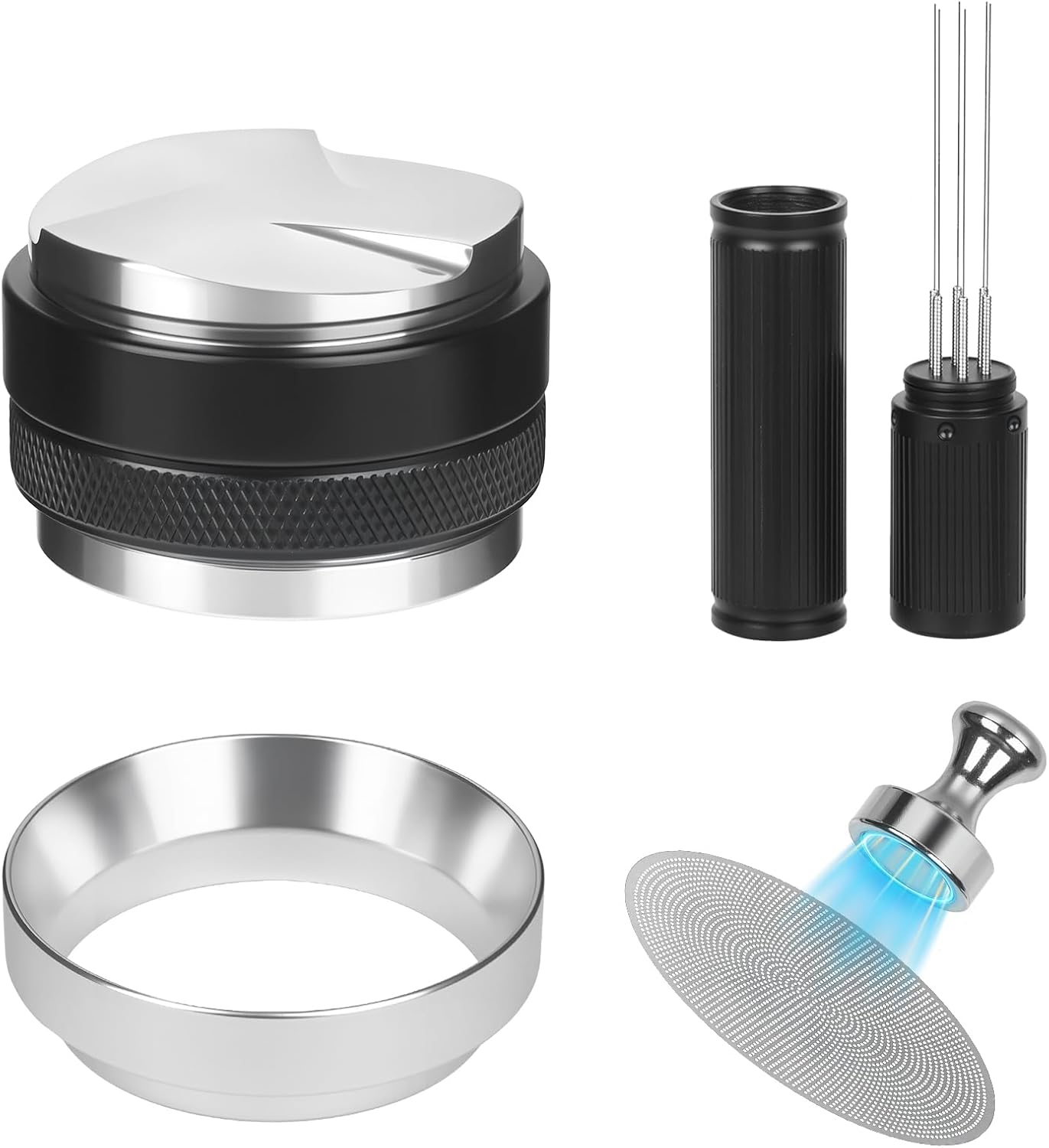 51mm Espresso Tools – Coffee Distributor and Tamper Leveler, WDT Tool, Magnetic Dosing Funnel and Puck Screen with Remover, Espresso Accessories Kit Fits 51mm Portafilters and Espresso Machines