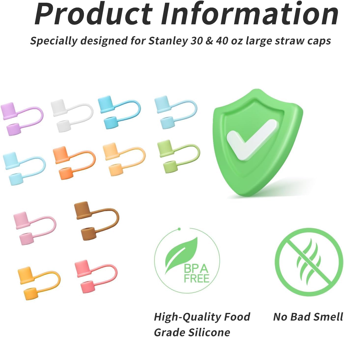 Straw Cover Caps, Straw Toppers for 10MM/0.4inch Straws, Food Grade Silicone, 12pcs-Basic-HotPink