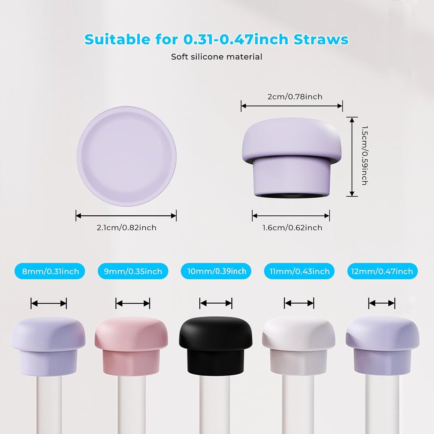 4-Pack Magnetic Straw Caps for BrüMate All Era & Resa Tumblers - Fits 0.31-0.47" Straws, Silicone Self-Adhesive Magnetic Lid Toppers Cap for Stanley 2.0/1.0 40oz 30oz Cup Straws (Multicolor)