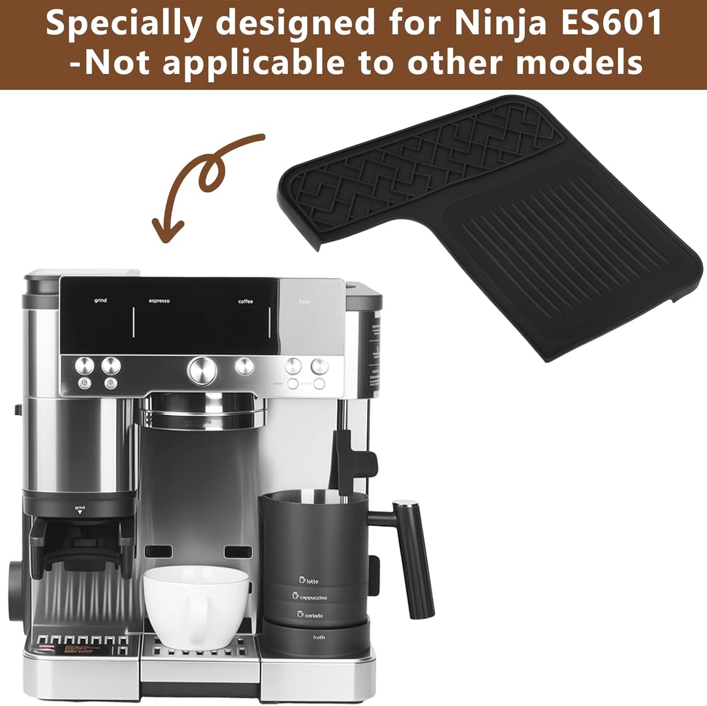 Top Mat for ES601 & ES701 Ninja Luxe Espresso Coffee Machine – Food-Grade Silicone Cover, Anti-Slip, Waterproof & Heat-Resistant Protector, Barista Accessories for Ninja Luxe Cafe