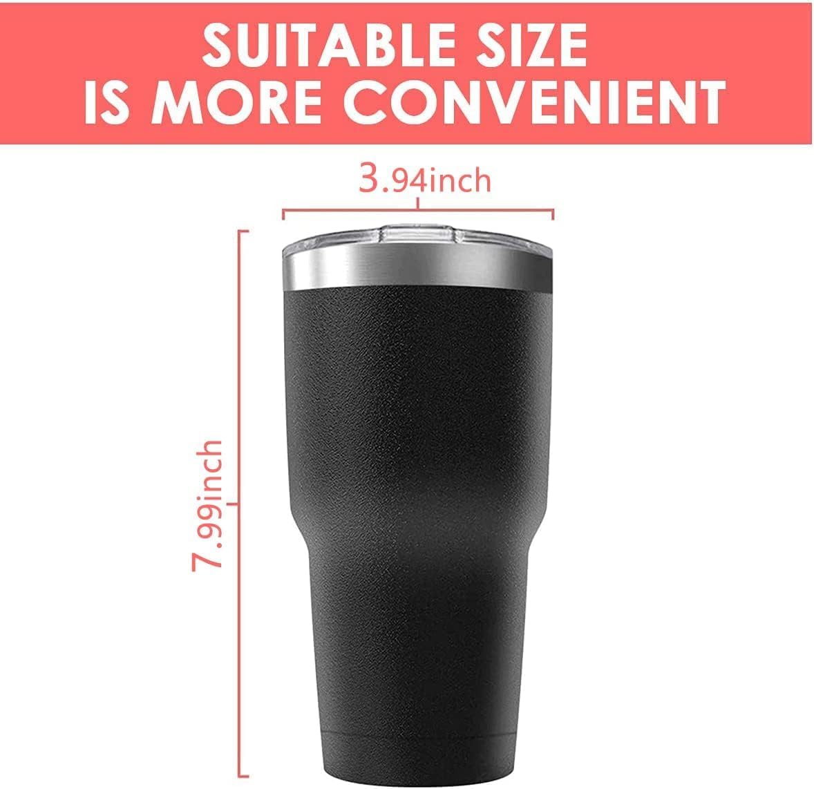 30oz Stainless Steel Travel Mug with Lid, 16 Pack Double Wall Vacuum Insulated Bulk Tumbler, Powder Coated Coffee Cup Suitable for Vehicle Cup Holders (Black)