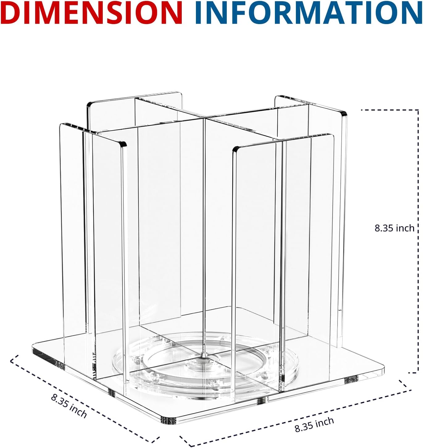Cup and Lid Holder, 4 Compartment, Square | Rotating Coffee Cup Dispenser Lid Carousel for Restaurant, Buffet, Coffee Station, Bar, Countertop, Clear Acrylic