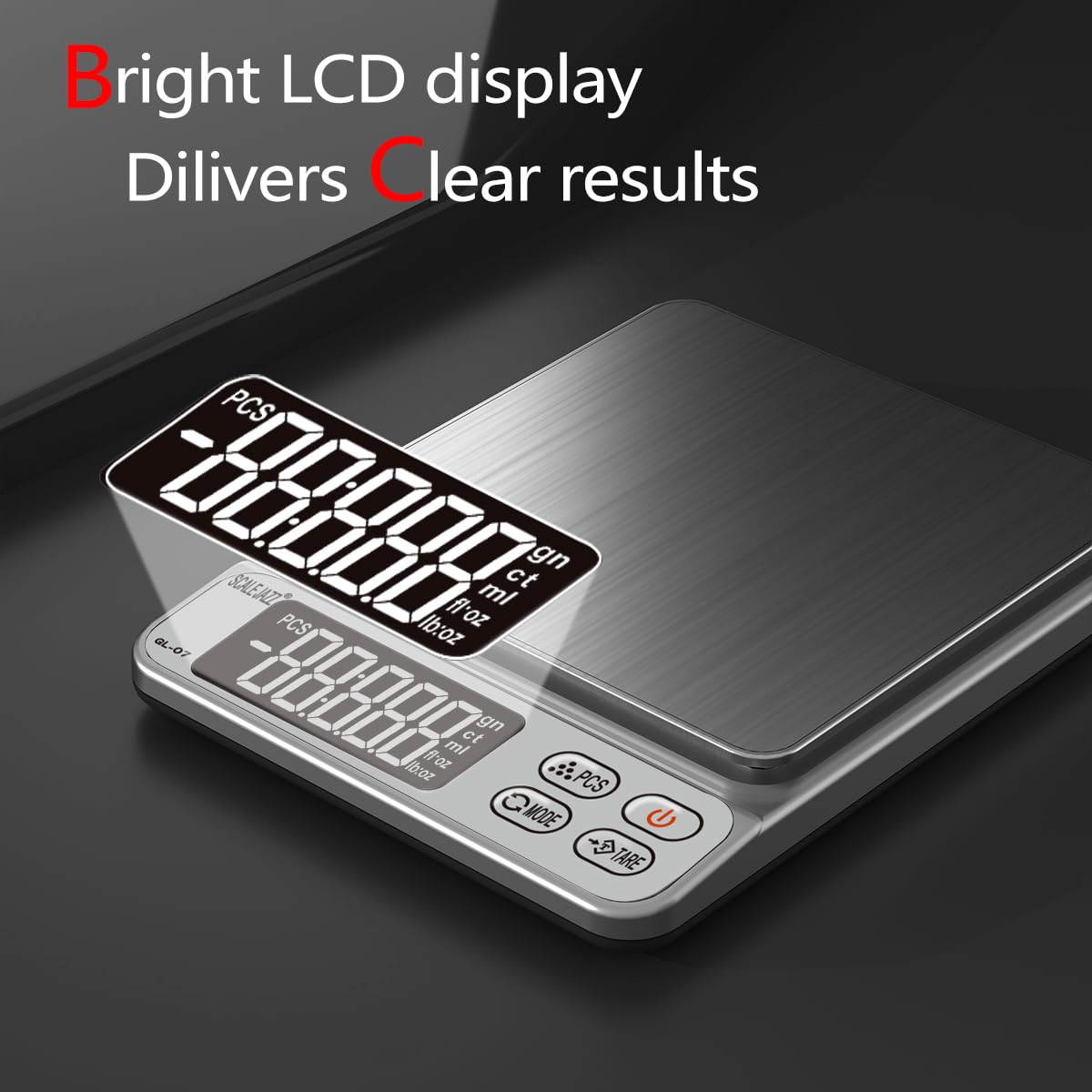 Mini Scale,6.6lb Scale for Grams,Digital Scale Food，Cooking Scale and Food Scales for Kitchen，Food Scale Grams and Ounces,Grams Scale,7Units,Auto Off,Tare,PCS,LCD Display