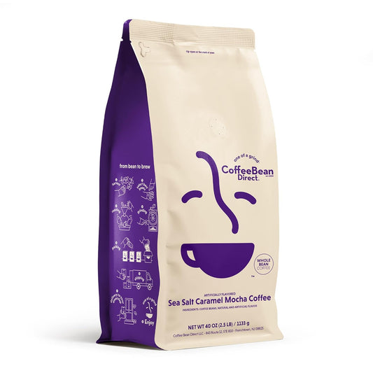 Coffee Bean Direct Sea Salt Caramel Mocha Flavored, Whole Bean Coffee, 2.5 Pound Bag (Pack of 1)