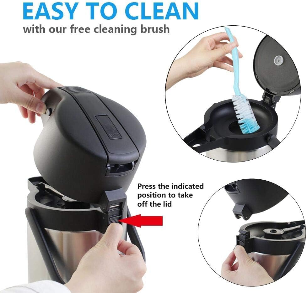 Airpot Coffee Dispenser Thermal with Pump,2.2L/74 Oz Insulated Stainless Steel Large Airpot Coffee Carafe Lever Action for Hot/Cold Water,Thermal Carafes for Hot Cocoa for Parties
