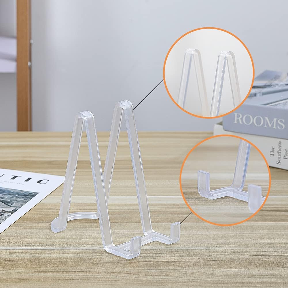 Plate Stands for Display - Plastic Easel Stand Plate Holder Display Stand Picture Frame Stand for Pictures | Photo|Decorative Plate |Dish | Tabletop Art - 6 inch-Clear