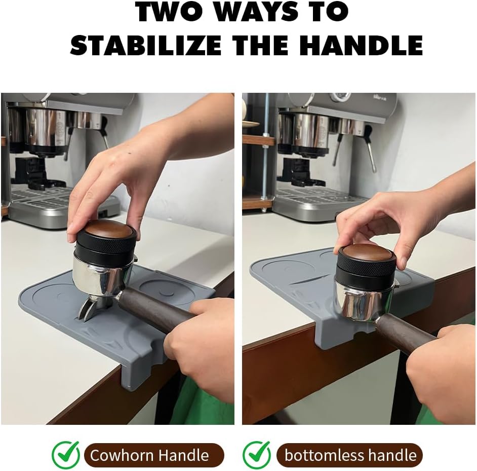 Espresso Tamping Mat - Espresso Tamping Station Food Grade Silicone Coffee Tamper Mat Espresso Accessory for Baristas Home Kitchen Bar Coffee Shop 7.2In x 6.7In (Gray)