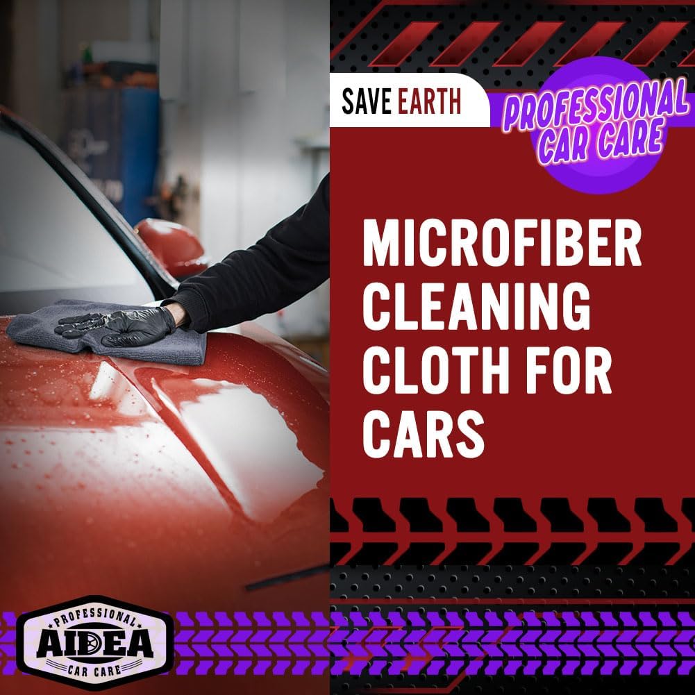 AIDEA Microfiber Cleaning Cloth Grey 10PK, Micro Fiber Cloth for Cleaning Cars, Premium All Purpose Car Towels, Dusting Cloth Cleaning Rags SUVs, House, Kitchen, Window, Workshops, 12"×12"