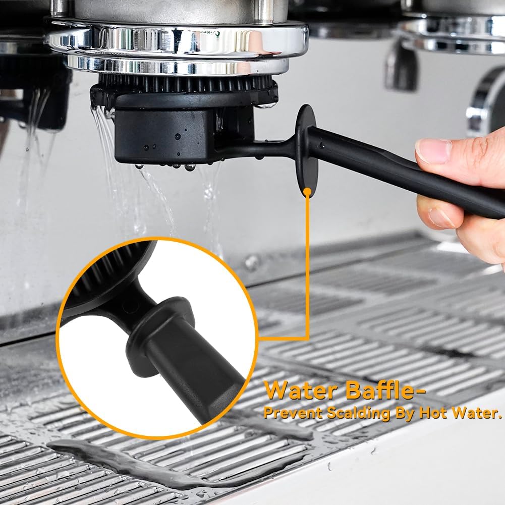 watchget Silicon Espresso Coffee Machine Cleaning Brush Professional Design for 360° Cleaning of espresso Group Head Detachable Silicon Bristles for 51mm Grouphead
