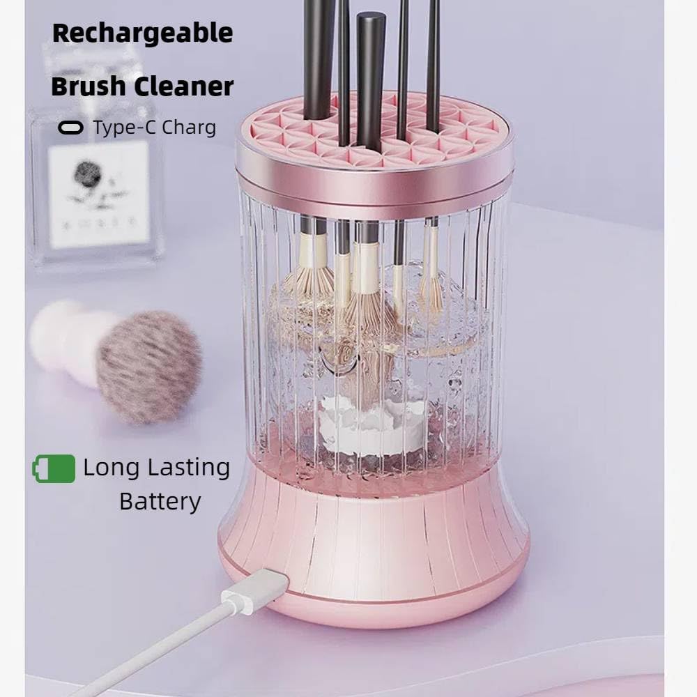 Cordless Electric Paint Brush Cleaner,Rinse Cup,Brush Rinser for Painting, Brush Cleaning Washer Rinser for Acrylic, Watercolor Painting,Bling Brush Holder (1, Bling Pink)
