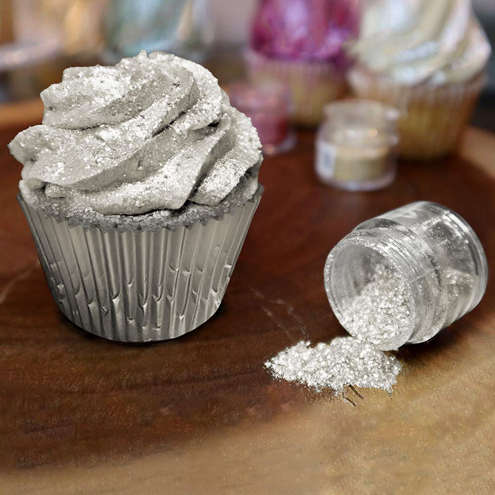 BAKELL White Edible Glitter, 25 Grams | TINKER DUST Edible Glitter | KOSHER Certified | 100% Edible Glitter | Cakes, Cupcakes, Cake Pops, Drinks, Dessert Vegan Glitter & Dusts (45g Shaker, White)