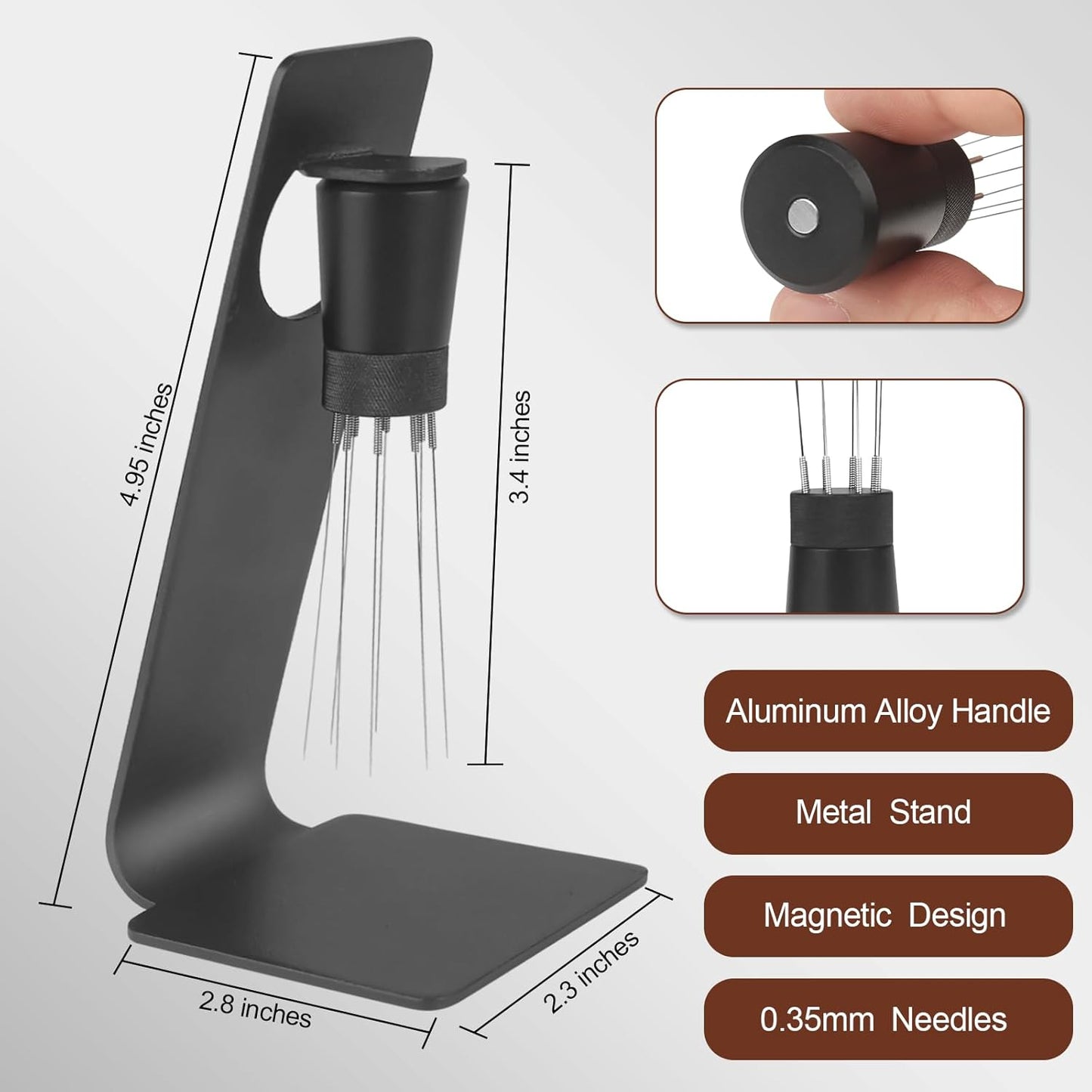 53mm Espresso Tamper Kit - Dual-Spring Calibrated Coffee Tamper, 8-Needle WDT Tool Espresso Distribution Tool, Magnetic Aluminum Dosing Funnel, Reusable Puck Screen, Fit for 53mm Portafilters