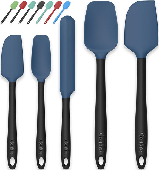 Coukre Silicone Spatula Set of 5,High Temperature Resistant, Food Grade Silicone, Dishwasher Safe, for Baking, Cooking (Dark Blue)