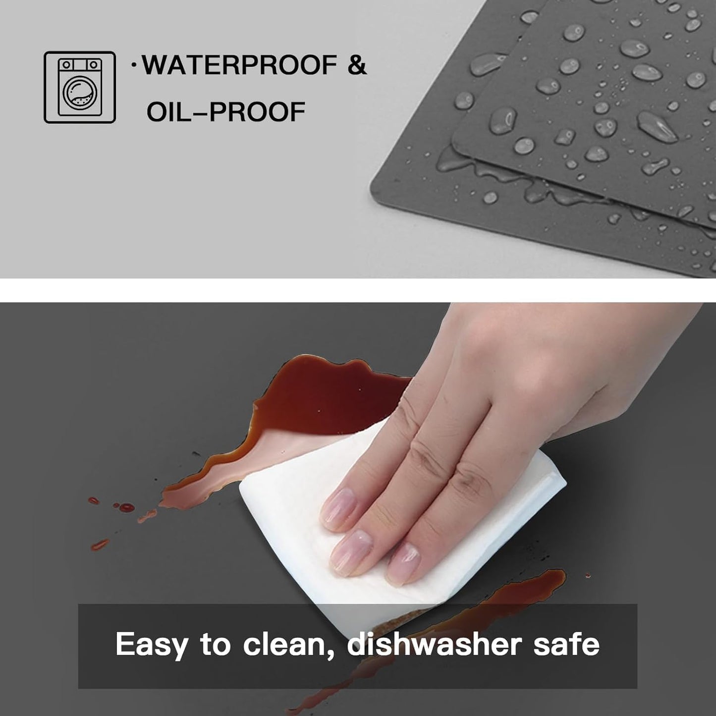 2MM Thick Silicone Countertop Mat, 31.5"x 23.6" Silicone Mats for Kitchen Counter, Nonslip Heat Resistant Mat, Large Kitchen Counter Mats, Waterproof Countertop Protector, Dark Gray