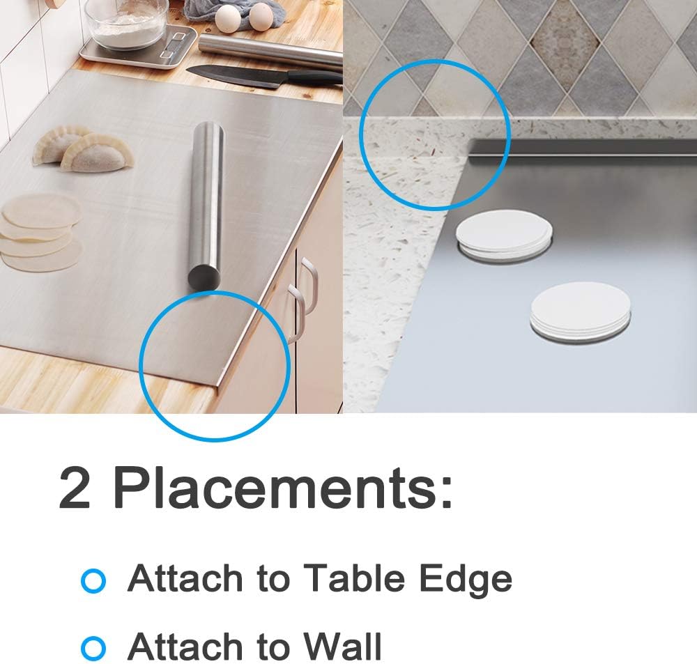 LandHope Large Cutting Board 304 Stainless Steel Cutting Board Metal Baking Mat Non Stick Thick Board Cutting Fruit Vegetable Meat Kneading Rolling Bread Pizza Biscuits Dough Sturdy Kitchen