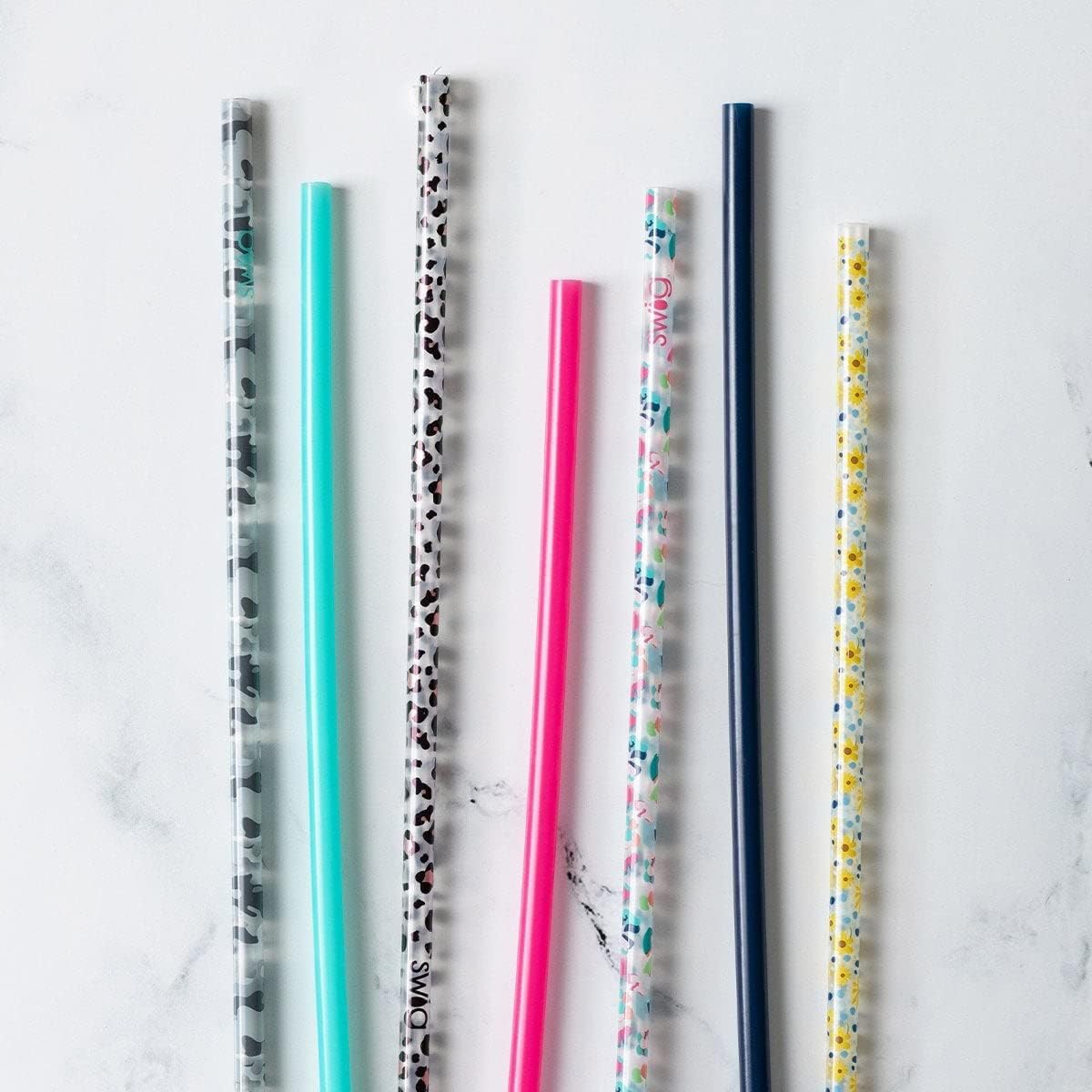 Swig Life Reusable Straws Faboolous + Pink Glitter Tall Straw Set & Cleaning Brush, Each Straw is 10.25 inch Long (Fits Swig Life 20oz Tumblers, 22oz, and 32oz Tumblers)