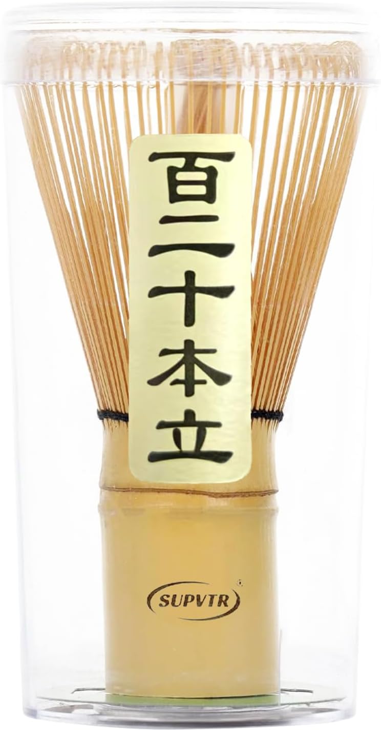 Matcha Whisk 120-Prong Bamboo Matcha Whisk Set for Matcha Powder - Authentic Traditional Japanese Chasen - Matcha Stirrer Wisk Mixer Brush for Ceremonial Tea Preparation
