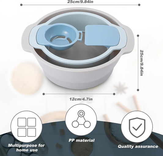 4-in-1 Baking Tools Set, Multifunctional Flour Sifter, Egg Separator, Mixing Bowl & Dough Scraper for Pastry & Cake Making, Send Goods from Local Warehouse