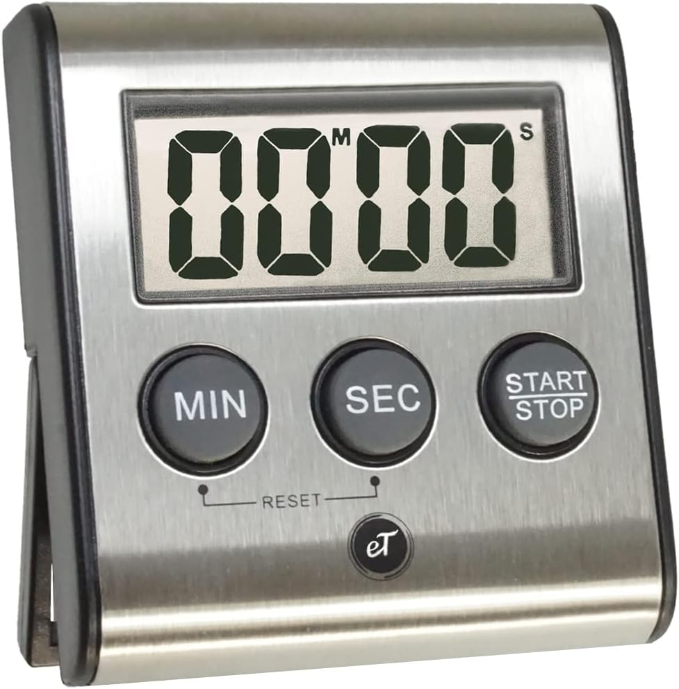 Elegant Digital Kitchen Timer, Stainless Steel Model eT-23, Super Strong Magnetic Back, Loud Alarm, Large Display, Auto Memory, Auto Shut-Off by eTradewinds