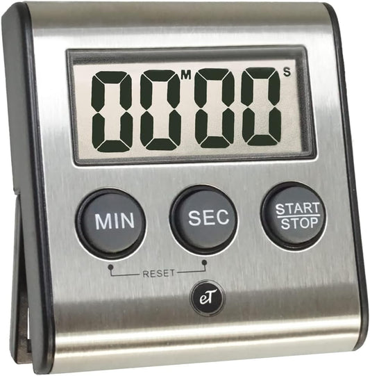 Elegant Digital Kitchen Timer, Stainless Steel Model eT-23, Super Strong Magnetic Back, Loud Alarm, Large Display, Auto Memory, Auto Shut-Off by eTradewinds