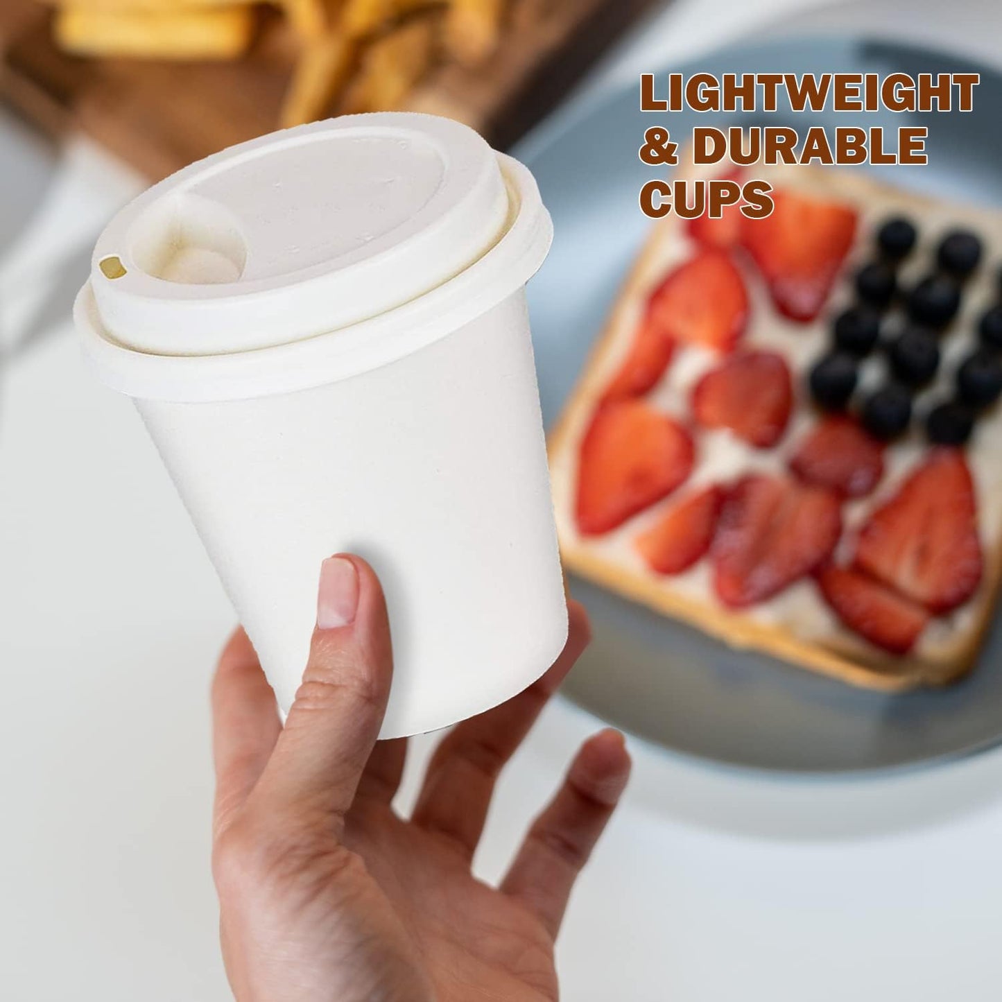 Smygoods White Disposable Paper Coffee Cups with Lids (8 OZ, 25 Count) For Hot Beverages, Tea, Espresso, Cocoa - To Go Drink Containers, Café & Office