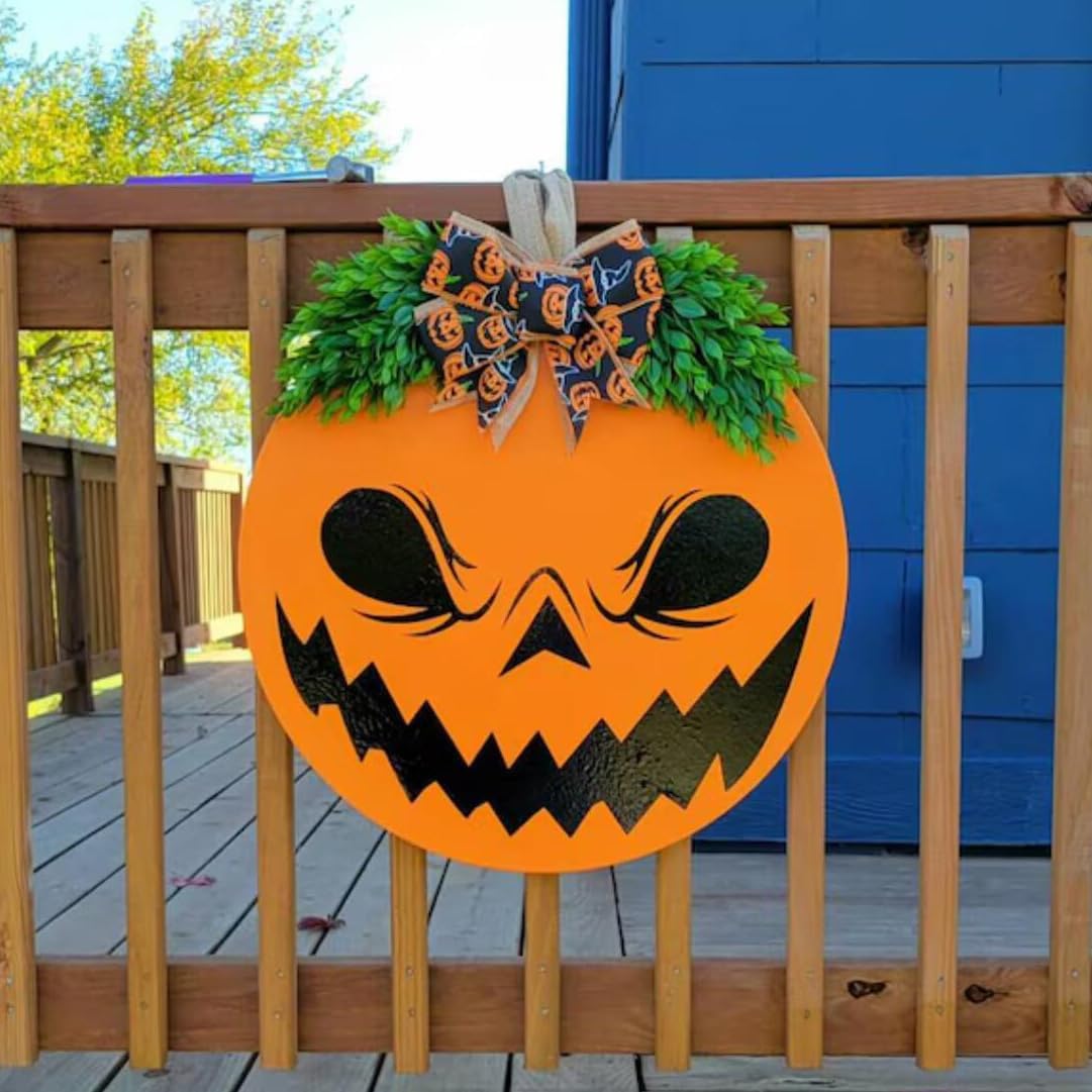 Halloween Stencils for Painting 12inch Large Reusable Halloween Stencil for Door Hanger Round Skeleton Ghost Boo Templates for Wood Walls Windows Door Mat Fabric