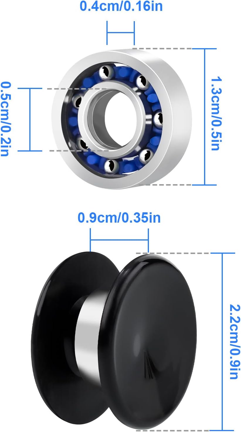 NiArt Fidget Spinner Toy DIY Bearing with Caps Set 22-Pack, MR137 0.5" Single-Sealed Chrome Steel Bearing Balls Replacement High Speed 13mmx7mmx4mm Epoxy Resin Casting Craft Skateboard Stress Reliever