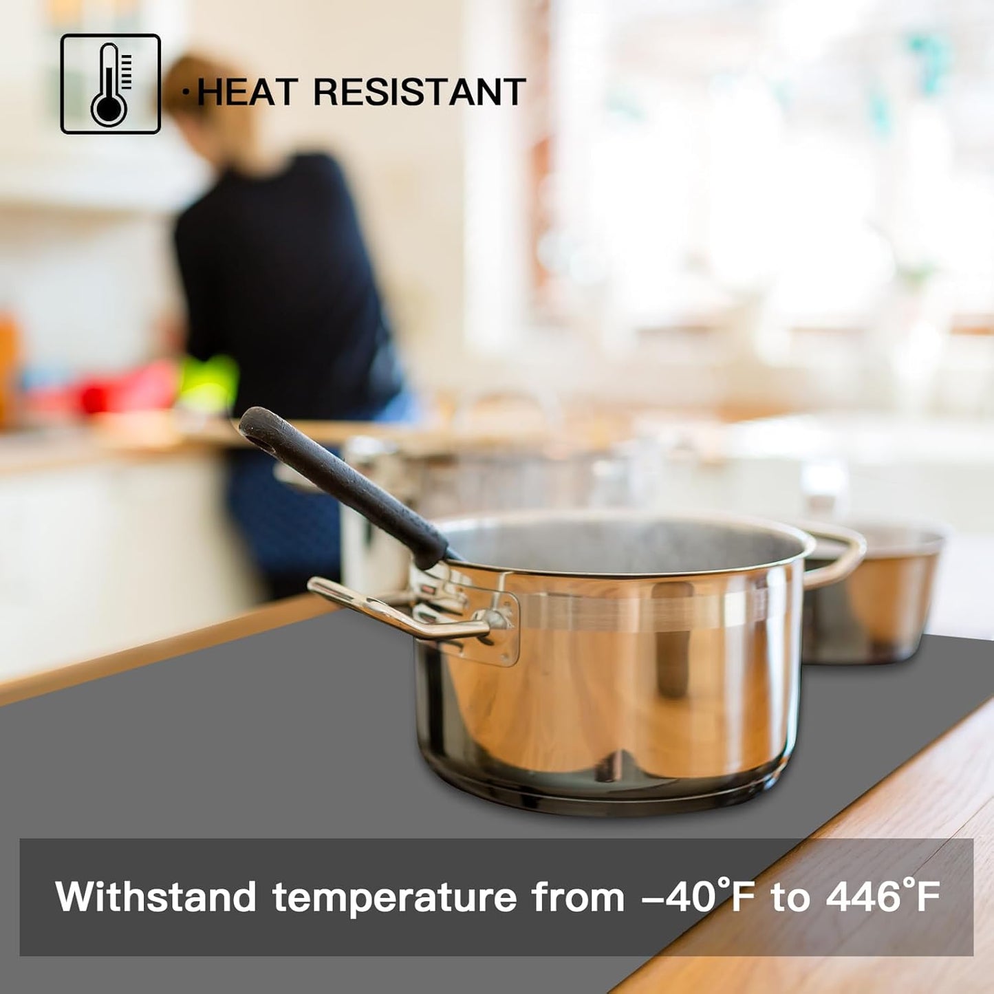 2MM Thick Silicone Countertop Mat, 35.4"x 23.6" Silicone Mats for Kitchen Counter, Nonslip Heat Resistant Mat, Large Kitchen Counter Mats, Waterproof Countertop Protector, Dark Green
