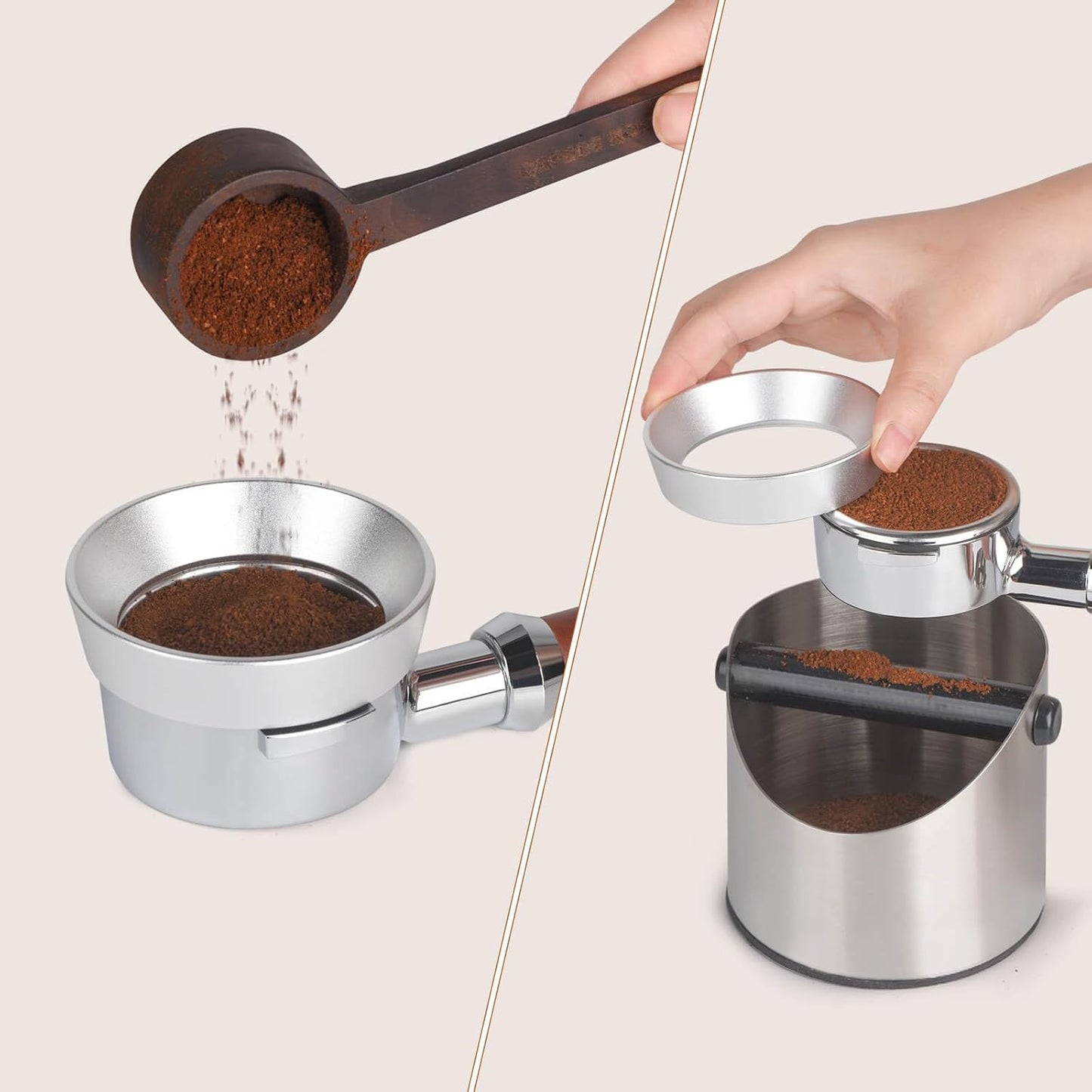 58mm Portafilter Funnel with Magnetic, Lightweight Aluminum Espresso Funnel for 58mm Portafilter