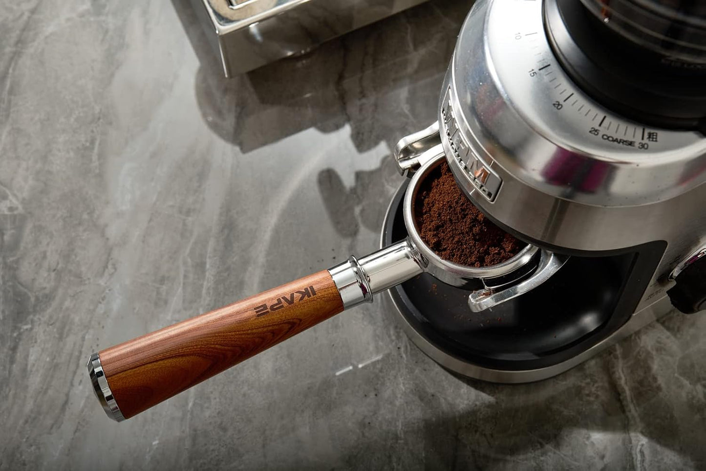 IKAPE Coffee Products, E61 Bottomless Naked Portafilter Compatible with E61, Flair 58, ECM, Rocket, Sanremo, Synesso, Slayer, VBM Coffee Machines (Included 18g Capacity Filter Basket)