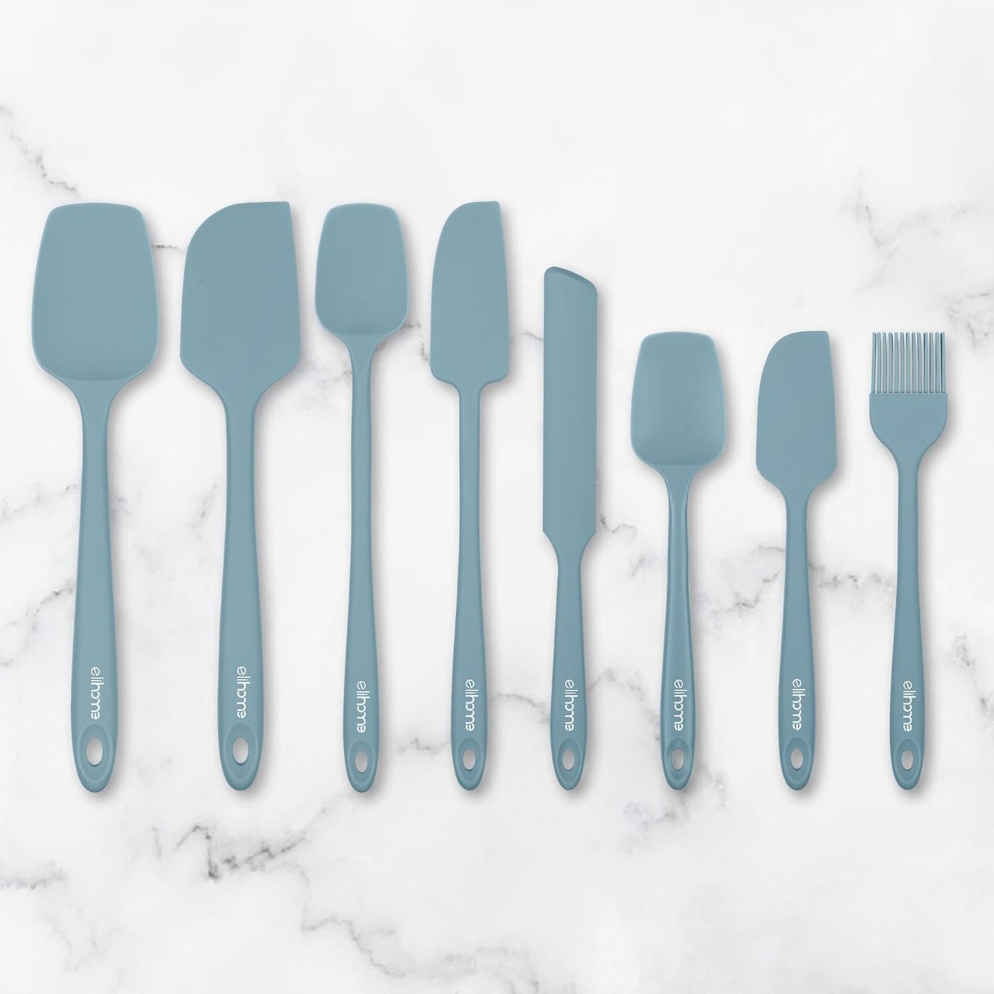 Elihome Mini Silicone Spoonula - Non-Stick Heat Resistant Silicone Scraper Spatula for Mixing, Serving, Scraping, Stirring, and More, 8.75 Inch, Slate Teal Grey