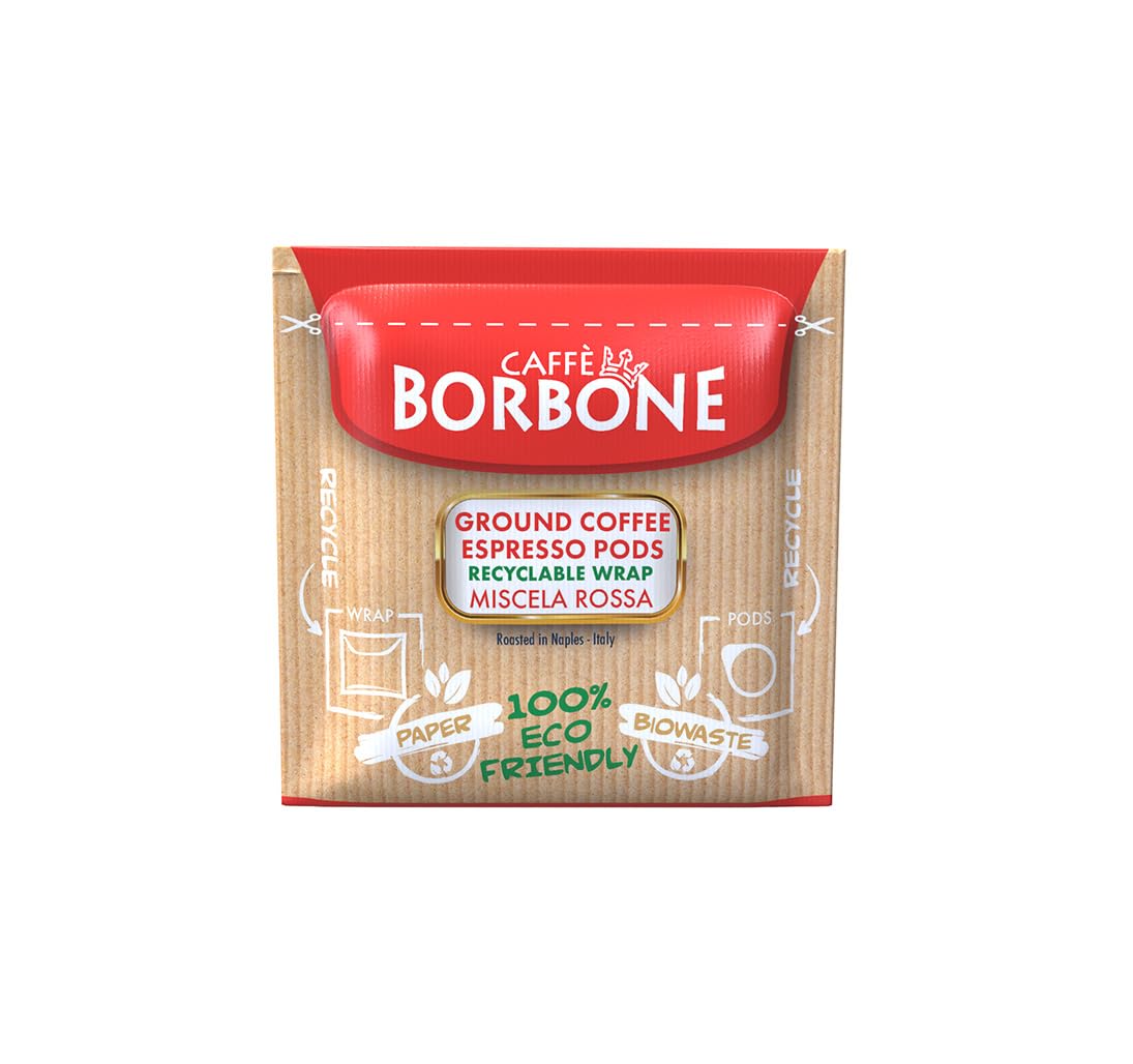 Caffè Borbone Espresso Paper Pods, Red Blend, Strong and Creamy, Medium Roast ESE Pods, Authentic Italian Espresso - 50 Count