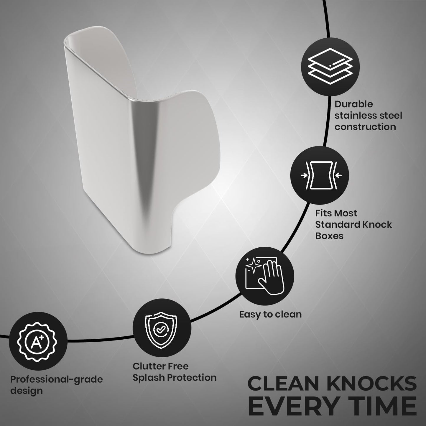 Rattleware Stainless Steel Espresso Knock Box Splash Guard for Home, Cafe, Restaurant, Hotel - Coffee Splash Guard Accessory for Baristas, Dishwasher Safe, Home Espresso Stations