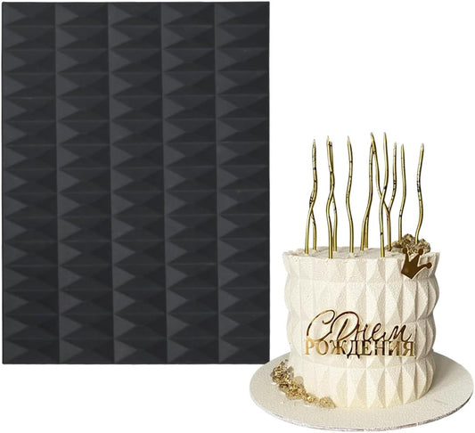 mostsom Silicone Lace Cake Mold Cube Pattern Fondant Impression Mat for Baking, Candy, Chocolate, Buttercream Decorating - Reusable Non-Stick Flexible Cake Decor Tool (A_ Cube Pattern)