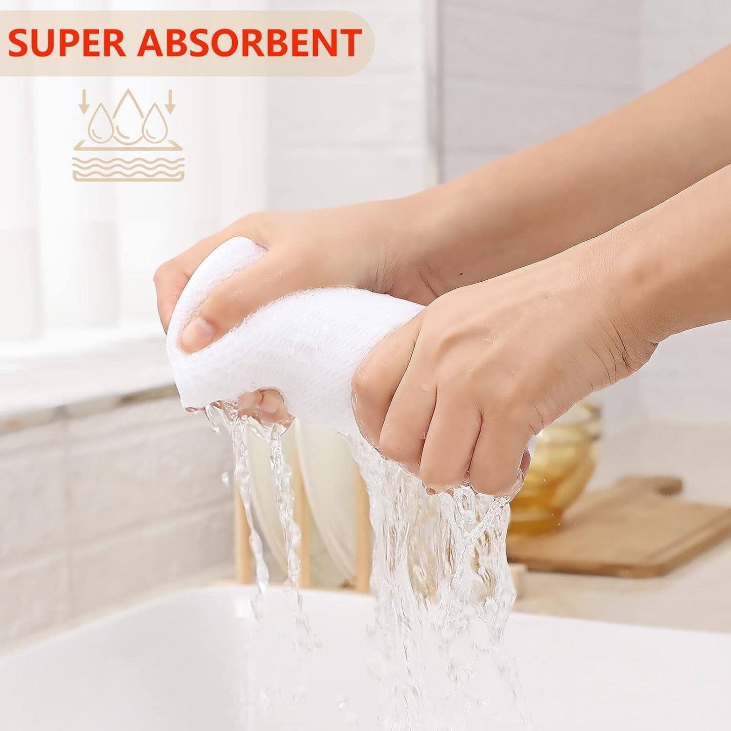 Kitinjoy 100% Cotton Waffle Weave Kitchen Towels, 12-Pack Super Soft and Absorbent Dish Towels for Drying Dishes, Kitchen Hand Towels, 13 in x 28 in, White